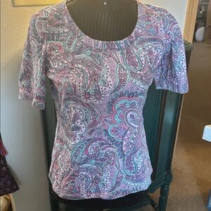 Talbots Multicolor Paisley Short Sleeve Top